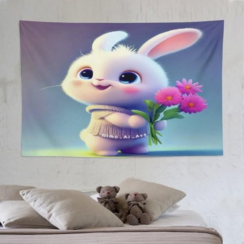 Tapisserie murale lapin design 3D pour créer un cocon cocooning dans votre chambre