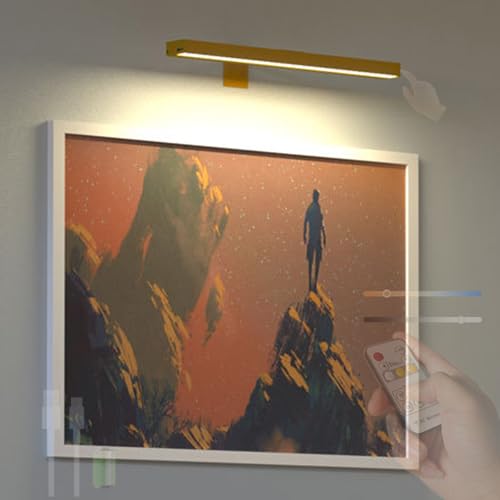 LED Senza Filo Applique da Parete Controllo Touch Dimmerabile 2700K/4500K/6500K Lampada da Parete con Telecomando Lampada a Muro USB Ricaricabile per Pitture Immagine Quadri (Oro,30cm)