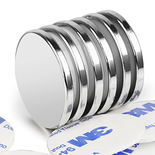 6 Pack Magnets, 30 x 3 mm 8 KG Pull Super Strong Neodymium Disc Magnets, Magnet Strong with Double-Sided Adhesive, Powerful Permanent Rare Earth Magnet for Fridge, DIY, Building, Craft, Office