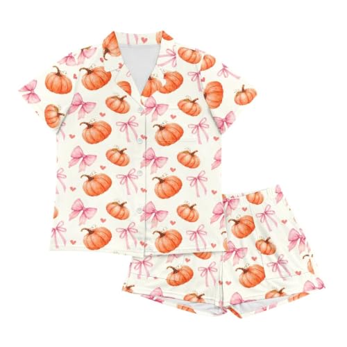 Image of Renewold Women's Short Sleeve Pajama Set Button Down Sleepwear with Notch Collar Soft Lounge Top and Shorts with Pockets