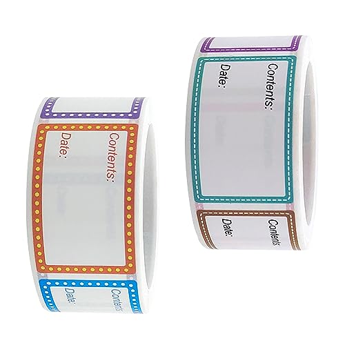 SJJJS 2 Rouleau x1000Pièces(25x40mm) Étiquettes Autocollantes CongélationAlimentaire,Universelles,Étiquettes de Date Alimentaire, Etiquettes Bocaux...
