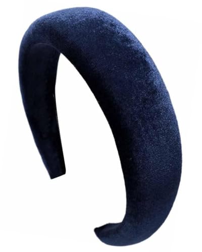 YOCDNOV Lot de 1 Style rétro bandeaux rembourrés en velours- Classique Serre-Tête Rose Bandeau de Cheveux Femme Serre-Tête Large 3cm Accessoires pour Cheveux(bleu roi)