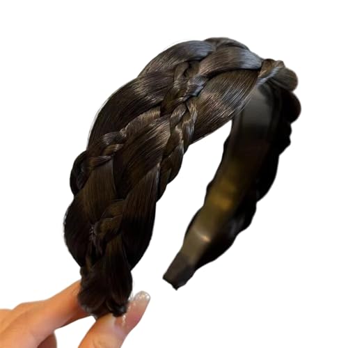 Postiche tressé à 7 brins d ' aspect naturel avec un port confortable, bandeau de coiffure en fibre synthétique pour coiffer une extension à prise...