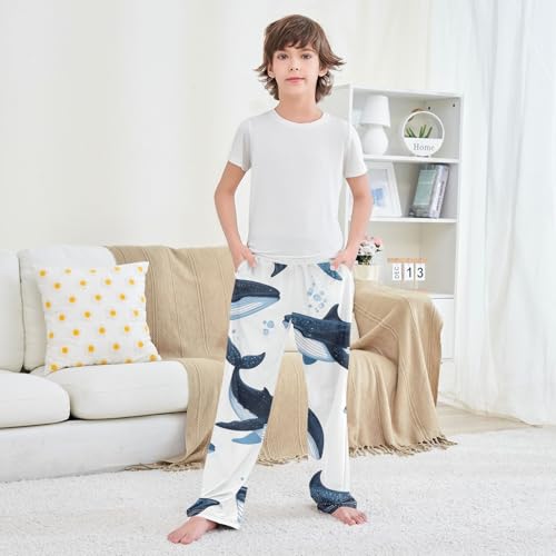 ZZXXB Whale Print Boys Long Pants Soft Trousers Elastic Waist Kids Lounge Bottoms with Pockets S-XL 6