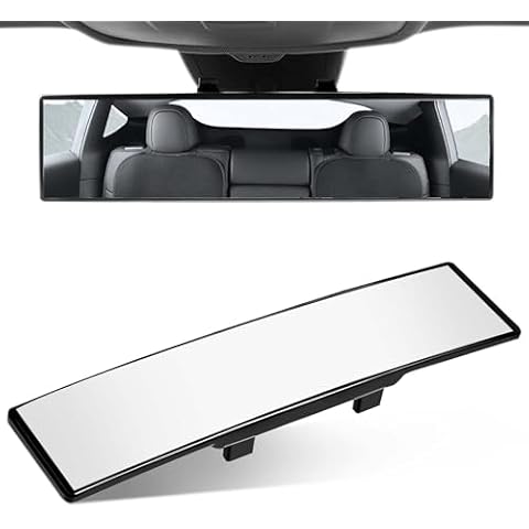 OBTANIM Car Rearview Mirror 12 Inch HD Glass Anti Glare Clip On Panoramic Wide Angle Car Interior Rear View Mirror Accessories for Car SUV Trucks (White) Cover