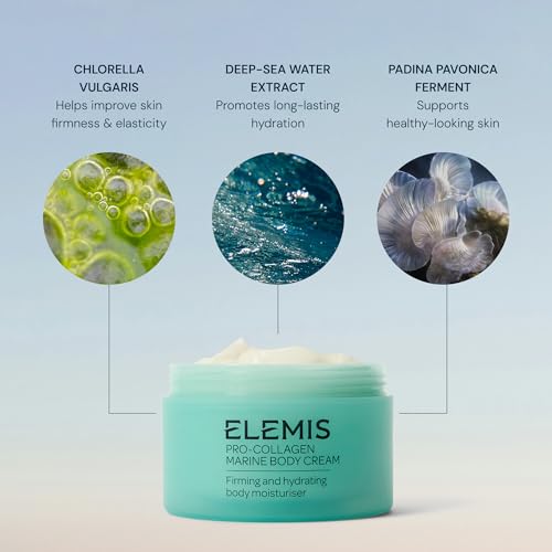 Image of ELEMIS Pro-Collagen Marine Body Cream, Firming and Hydrating Anti-Aging Body Moisturizer for 48- Hour Hydration, Lightweight Gel-Cream Lotion with Marine Microalgae