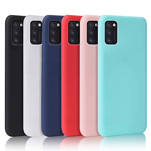 Oureidoo 6X Funda Samsung Galaxy A41, Carcasa en Silicona - [ Negro + Blanco Translúcido + Azul Claro + Rojo+ Rosado+ Menta Verde ]