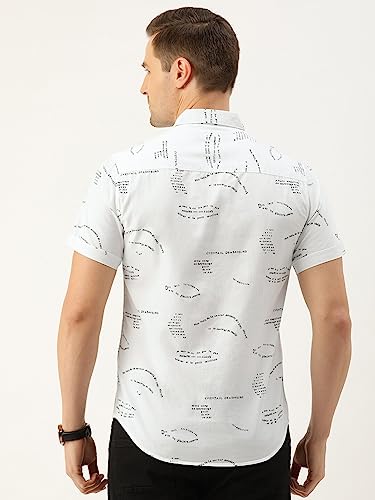Image of THE INDIAN GARAGE CO Men's Cotton Slim Fit Abstract Printed Half Sleeves Cutaway Collar Casual Shirt