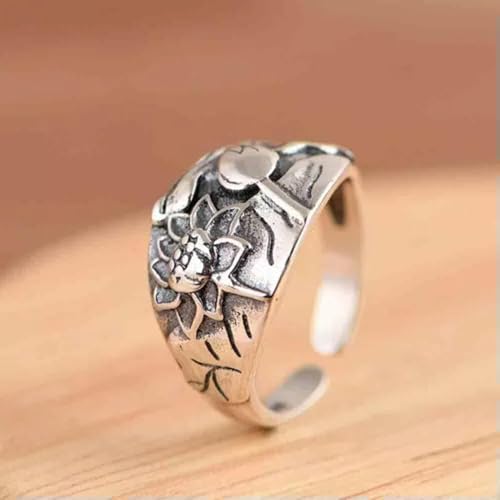 Bague lotus argent 925 réglable contre erreur de taille