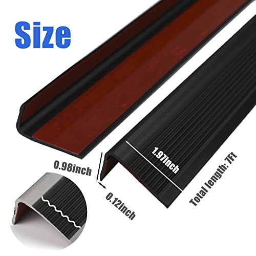 Stair Nosing Stair Edge Trim Self Adhesive Stair Edge Protector Non-Slip and Waterproof Suitable for Indoor & Outdoor Stairs Use (Black, 7Ft Length)
