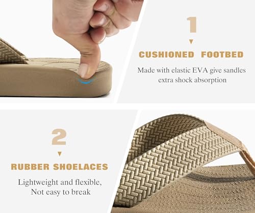 Image of KuaiLu Mens Flip Flops Arch Support Comfortable Summer Beach Thong Sandals Yoga Foam Cushion Slip on Slippers