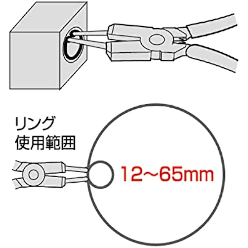 팁을 잡을 때 닫는 구멍에 대한 후지야 스냅 링 플라이어. 스트레이트 클로 팁 직경 φ2.0mm 범위 12-65mm 교체 클로프 타입 185mm fcs-185 오렌지 FCS-185 구멍 직선 상세이미지 5