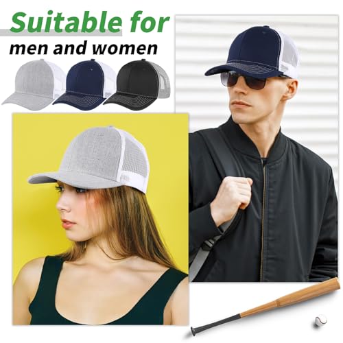 Image of Suhine 24 Pcs Blank Trucker Hat Bulk Unisex Mesh Baseball Cap for Sublimation Embroidery Vintage Adjustable Hat for Men Women