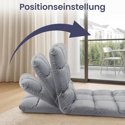 Trintion Bodenstuhl Faltbar Lazy Sofa mit Verstellbarer Rückenlehne Relaxsessel klappbar als Sitz- und Liegefläche Bodenstuhl Faltbar Lazy Sofa Relaxsessel für Wohnzimmer Büro Meditation (Grau)