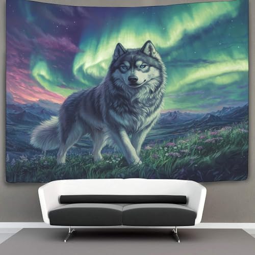 Tapisserie murale loup 3D pour habiller un grand mur vide