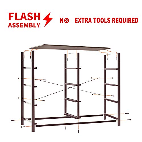 WAYTRIM 4-Tier Wide Drawer Dresser, Storage Unit with 8 Easy Pull Fabric Drawers and Metal Frame, Wood Top, Organizer Unit for Bedroom, Hallway, Entryway, Closets, 31.5 x 11.81 x 32.12 Inches - Brown