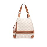 MISAKO Mochila antirrobo con estampado monogram Ref.Monogram - Bolso mochila antirrobo de mujer - Mochila casual pequeña espaciosa Mochila Beige 29 X 33 X 13 cm