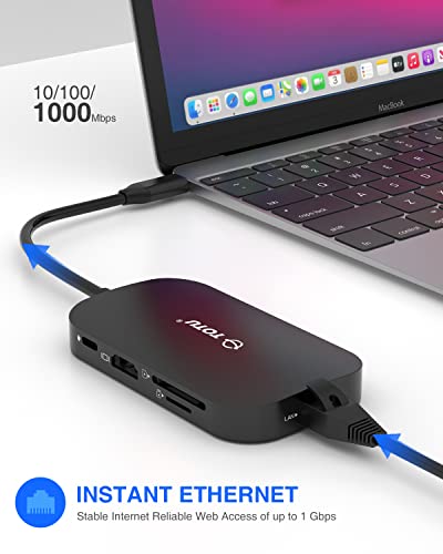 Usb C Hub, 9-In-1 Type C Hub With 4K Usb C To Hdmi, Ethernet Port, Usb-C Power Delivery (Pd) Port, 2 Usb 3.0 Ports, Usb 2.0 Port, Sd/Tf Card Reader, Compatible With Macbook Pro Air And Type C Laptops #TOP2