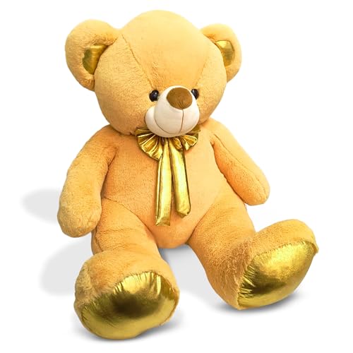 Image of SARO Soft Cute Huggable Teddy Bear with Golden Foot 52 cm | Colour Soft Toy for Girls Boys Kids Baby | Best Gift for Valentines, Birthday, Anniversary (Golden 52Cm Hight)