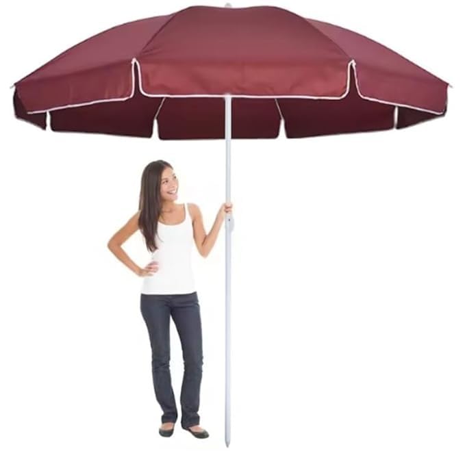 RAINPOPSON Decorative Garden Umbrella for 7ft Lawn Balcony UV Protection (Maroon)-image-33