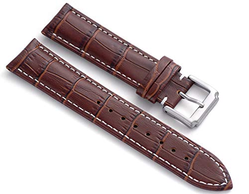 Skydon Classical Leather Watch Bands - Croco Grain Calfskin Watch Straps for Men Women - Choose of Color & Width - 18mm, 19mm, 20mm, 21mm, 22mm - Black or Brown