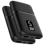 [2-Pack] Vida IT Compact 5V 2A Power Bank for Heated Vest Jacket Gilet 5000mAh Lightweight Battery Pack USB C Portable Charger for iPhone Samsung Android Mobile Phone Pocket Size LED Display