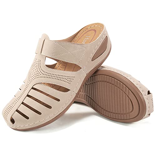 Image of HARENCE Clogs for Women Mules Shoes: Comfortable Dressy Closed Toe Platform Sandals 2026 Summer Casual Adjustable Slip On Walking Wedges