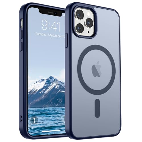 Image of SUPFINE Magnetic for iPhone 11 Pro Max Case Navy Blue | (Compatible with MagSafe)(Military Grade Drop Protection)Shockproof Translucent Matte Phone Cover