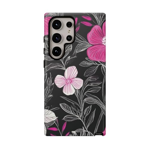 Coque rigide mate Samsung S24 Ultra au design floral rose premium chic
