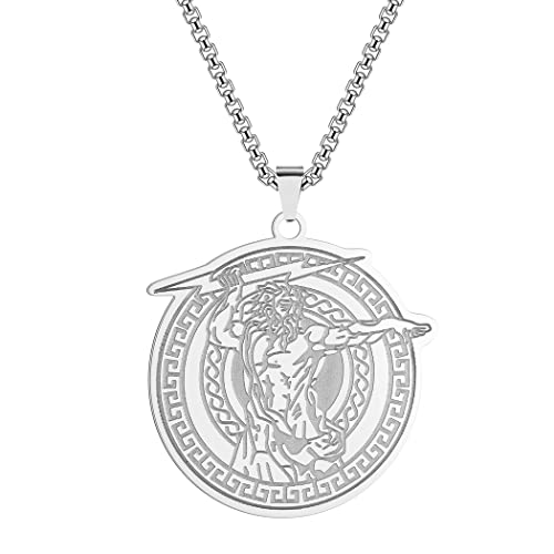 Bijoux pour homme Zeus en acier 316L : pendentif mythologie grecque vintage