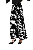 Tronjori Women High Waist Casual Wide Leg Long Palazzo Pants Trousers Regular Size(XL, White Dot)