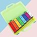 EASTROCK 8 Notes Xylophone with Green Case Glockenspiel Metal Keys 8 Notes Colorful Resonator Bells Orff Music Instrument for Percussion Instrument