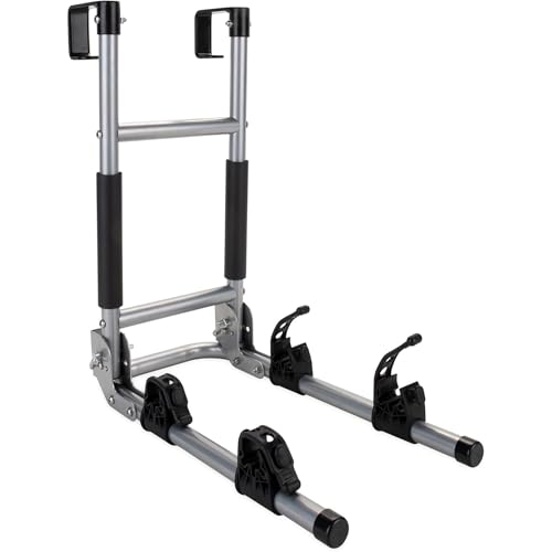 Camco RV Ladder Mount Bike Rack - Easily Holds 2 Bikes & Fol...