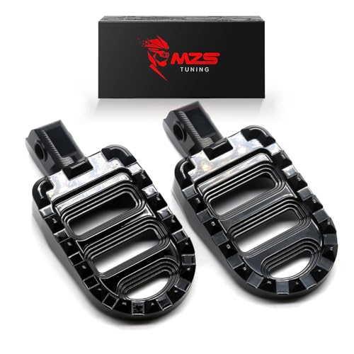 Image of MZS Motorcycle Foot Pegs, Front Rear Footpegs MX Serrated Wide Driver Passenger Pedal Rest CNC Black Compatible with Scout 2015-2025 / Scout Bobber 2018-2025 / Scout Bobber Sixty 2015-2025