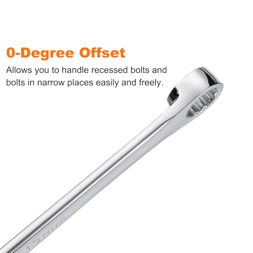 Image of HARFINGTON Double End Box Wrench 19 x 21 mm Metric 12 Point 0 Degree Offset Extra Long Double End Box Ratcheting Wrench CR-V Polished Long Spanner Tools for Repairs