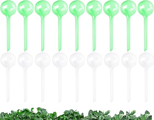 BEOIUCZZY 18 palline di irrigazione per piante, piccole piante, 13 x 5 cm, per piante in vaso, per interni ed esterni (verde + trasparente)