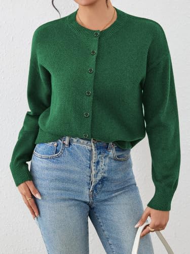 Image of Ibeauti Cropped Cardigan Sweaters for Women 2026 Trendy Spring Y2k Outfit Long Sleeve Button up Open Front Short Knit Sweater