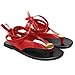Molozoey Suede Flat Sandals for Women with Metal Circular Ankle Strappy Ladies Fashion Cute Summer Flip Flops RED Sandals Dressy.