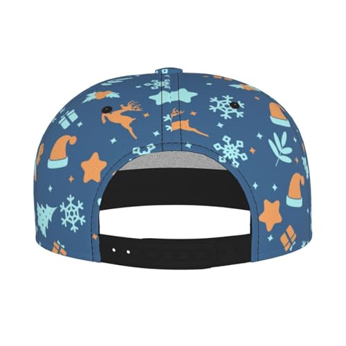 Christmas Fashion Flat Brim Baseball Cap â€“ Stylish Unisex Cap with All-Over Print Design â€“ Breathable Lightweight Hat for Daily Wear, Outdoor Activities, and Travel Black4