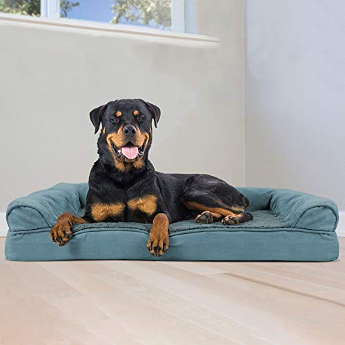 Image of Furhaven Orthopedic Dog Bed for Large Dogs w / Removable Bolsters & Washable Cover, For Dogs Up to 95 lbs - Plush & Suede Sofa - Deep Pool, Jumbo /XL