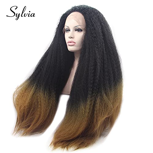 Perruque synthétique de 61 cm haute densité texturée ombré brun de qualité supérieure - 4