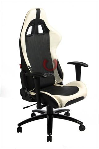 Cipher Auto - Black and white Leatherette Office Racing Seat (CPA5001PBKWH)