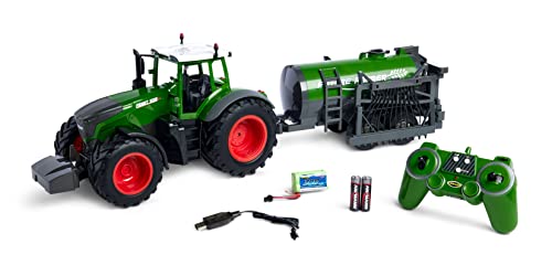 500907314 - 1:16 RC Traktor mit Anhänger 100% RTR, Ferngesteuertes Fahrzeug, Baufahrzeug mit Funktionen Licht und Sound…