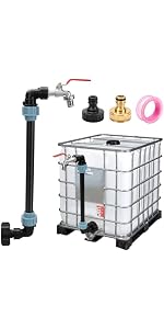 SWAWIS Rubinetto per serbatoio da 1000 L - Connettore S60X6 da 1/2 - Estensione integrata - Tappo serbatoio - Contenitore - Accessori in plastica - Adattatore