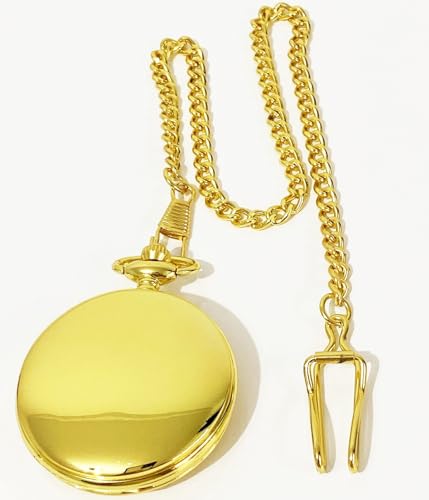 Relógio De Bolso Metal Com Corrente Estilo Antigo Dourado