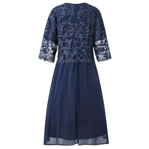 Vestido rockabilly cómodo para disimular curvas con encaje elegante y mangas 3/4 6