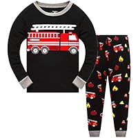Boys Pajamas Fire Truck 100% Cotton Christmas Pjs Toddler 2 Piece Long Sleeve Sleepwear Kids Fireman Clothes Set 4t