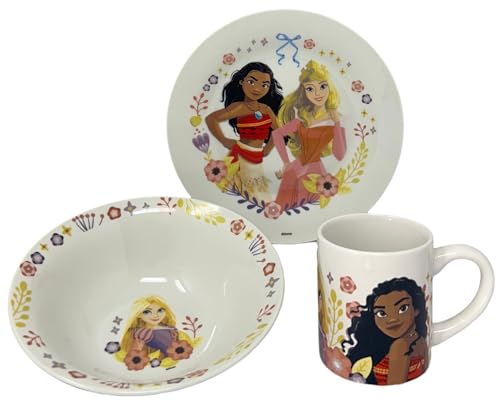 La ciotola, con una capacità di 480 ml, un diametro di 18 cm e un’altezza di 6 cm, è decorata sul fondo con una splendida illustrazione di Rapunzel in un’atmosfera da sogno. Il bordo è arricchito da raffinati motivi floreali che donano eleganza e un tocco fiabesco.