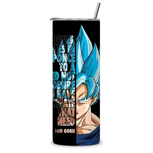 KaTunn - Botella de Agua Acero Inoxidable Superhéroe Personalizada con Pajita - Botella Agua Térmica Infantil con Nombre Grabado - Termo Personalizado para Niños - Regalo Original (Son Goku)