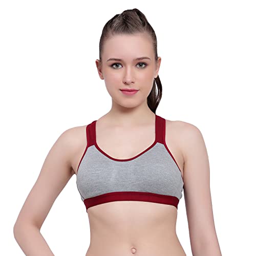 Image of Women's Poly Cotton Non-Padded Wire Free Full Coverage Medium Impact Everyday Sport Bra